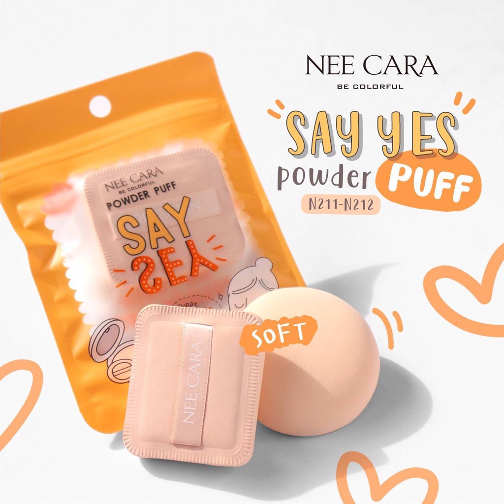 พัฟ NEECARA N211 และ N212 BE COLORFUL POWDER PUFF พัฟฟองน้ำสำหับแต่งหน้า