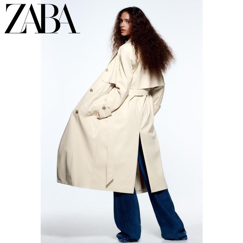 Cream Suede Relaxed Tie Waist Trench Coat - Rora