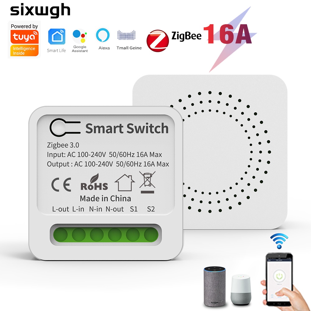 Tuya Zigbee สวิตช์ควบคุมด้วยเสียงอัจฉริยะ 16A รองรับ APP Alexa Google Home