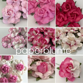 50mm/ 5 ซม /2 นิ้ว ดอกไม้กระดาษสา งานประดิษฐ์ งานแต่ง Mulberry Paper Flowers กุหลาบทะเลทราย ใหญ่ (40-ชมพูผสม ชุด1)