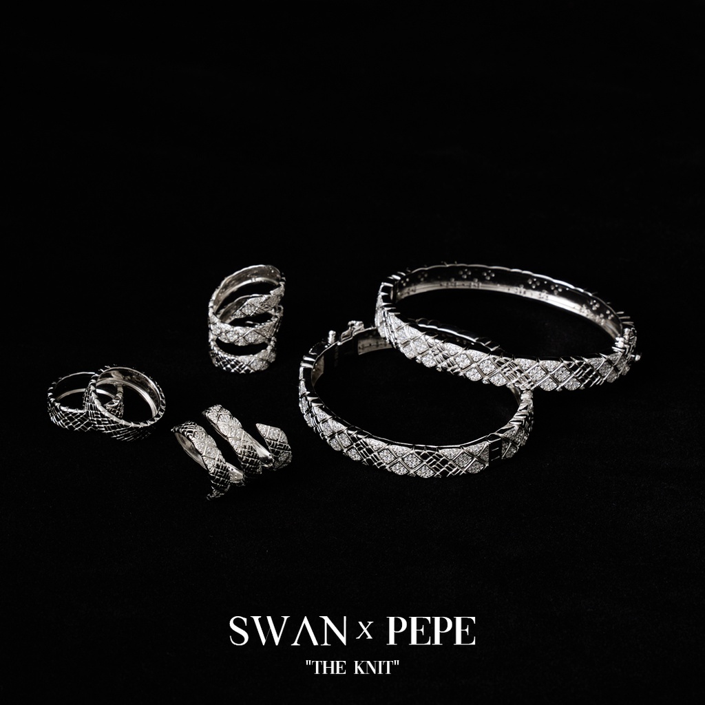 SWAN خاتم فضة VRT Knit بنقش منسوج — صورة 3