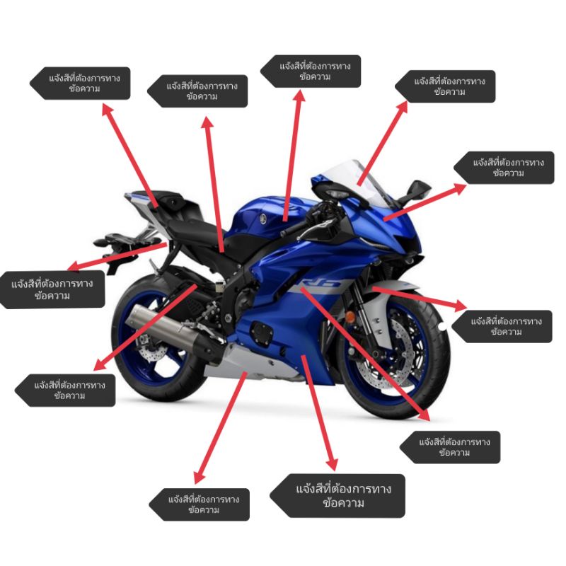 ชุดแฟริ่งแยกชิ้น Yamaha YZF R6 ปี2017-18-19แฟริ่งข้างบังโคลนหลังบังโคลนหน้าแฟริ่งหน้าขอบข้างแฟริ่งหล