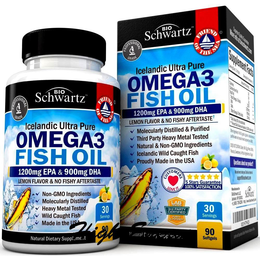 BioSchwartz Icelandic Ultra Pure OMEGA3 FISH OIL 1200 mg EPA 900 mg DHA ...