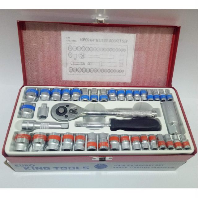 ชุดบ็อก Euro King tools. 1/4"+3/8"จำนวน 40 ชิ้น