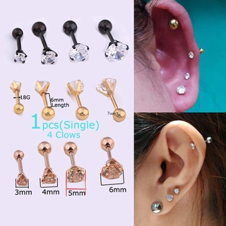 ต่างหูเจาะหูแบบติดหู Tragus Stud Earrings 18 G 6 มม . 1 ชิ้น