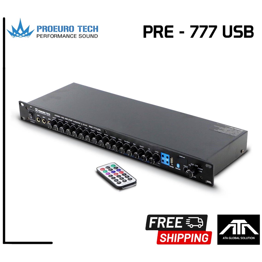 ปรีแอมป์ PROEURO TECH PRE-777 USB ปรีคาราโอเกะ บลูทูธ ปรีแอมป์บ้าน ปรีแอมป์แยกซับ มี Bluetooth pre-777usb