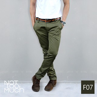 กางเกงชิโนผ้ายืด สีเขียวขี้ม้า | Not Too Much ของแท้