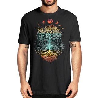 ROUNDคอลูกเรือNeckเสื้อยืด พิมพ์ลายกราฟิก Phases Of The Moon Retro 60S 70S Vibe Tree Of Life สําหรับผู้ชาย-4XL