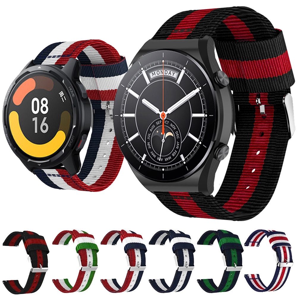 Straps 30 บาท สายนาฬิกาข้อมือไนล่อน ลายทาง 22 มม. สําหรับ Xiaomi Watch S1 Active MI Watch Color 2 Watches