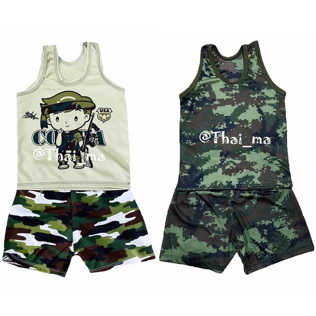 ชุดเสื้อกล้ามเด็ก ลายทหาร สำหรับ 6 เดือน – 3 ปี
