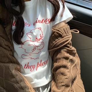 Fulllove เสื้อยืดผู้หญิง สกรีนข้อความ สไตล์มินิมอล ใส่สบาย มีสินค้าพร้อมส่ง