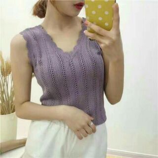 เสื้อไหมพรมเเขนกุด