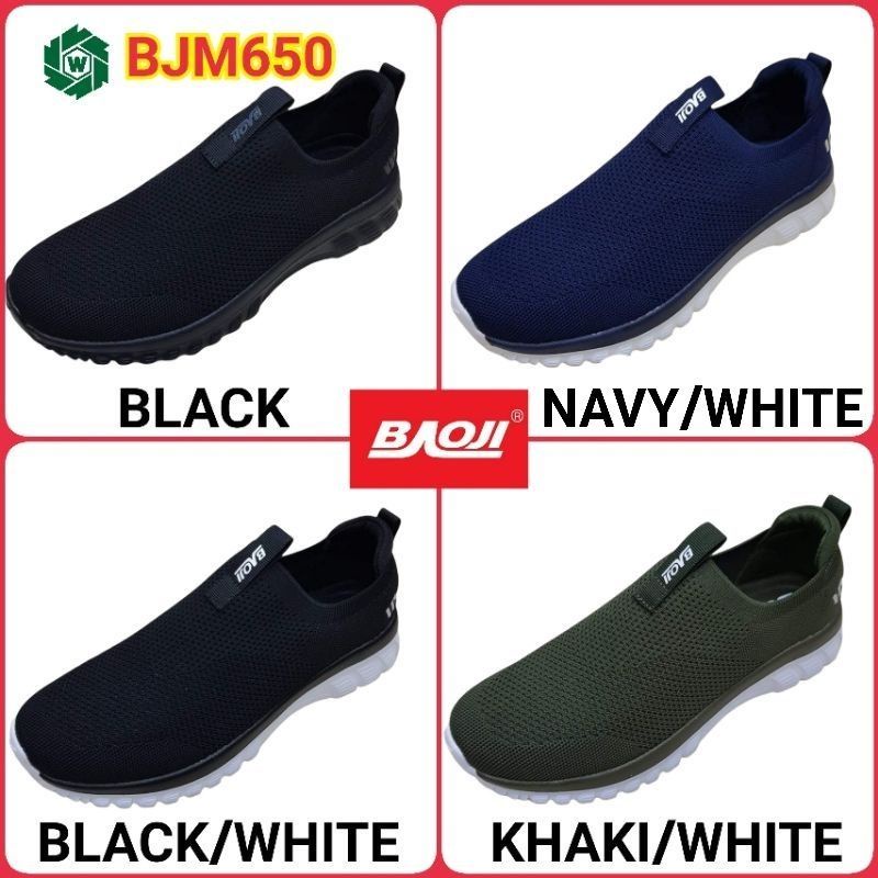BAOJI BJM650 รองเท้าผ้าใบชาย (41-45)ซห. สีดำ, สีดำ/ขาว, สีกรม/ขาว, สีกากี/ขาว