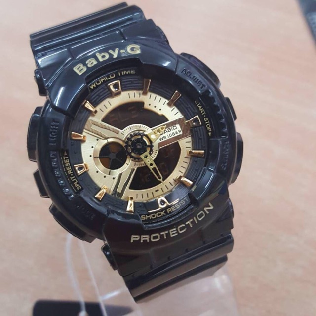 ใช้ได้กับ Baby-G Ba110 สีดําทองคลาสสิกนาฬิกาผู้หญิง Ba110 นาฬิกาเด็กเรซิ่นสายนาฬิกา mv96