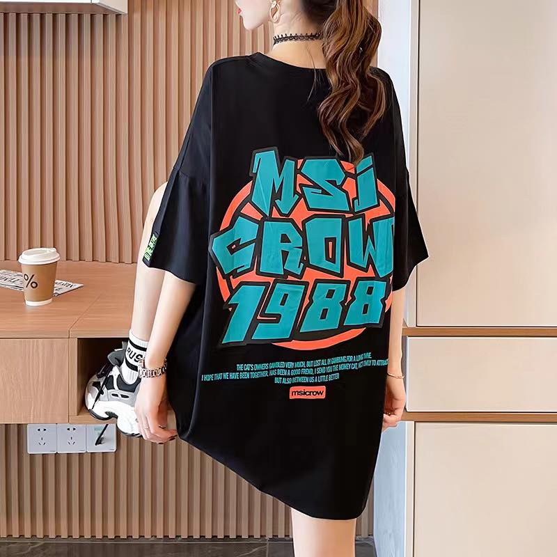 เสื้อเเขนสั้นคอกลม สไตล์เกาหลี Oversize {อก 48 นิ้ว} สกรีนฟอนด์ ชาย/หญิงใส่ได้ ผ้าคอตตอล A41