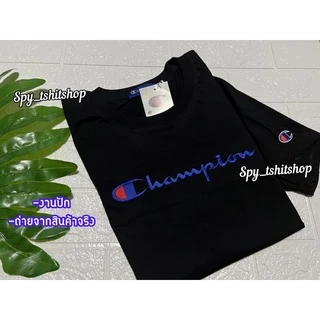 เสื้อยืดแขนสั้นปักลายแชมป์เปี้ยน(เนื้อผ้าคอตตอน❗️)ใส่ได้ทั้งชายและหญิง
