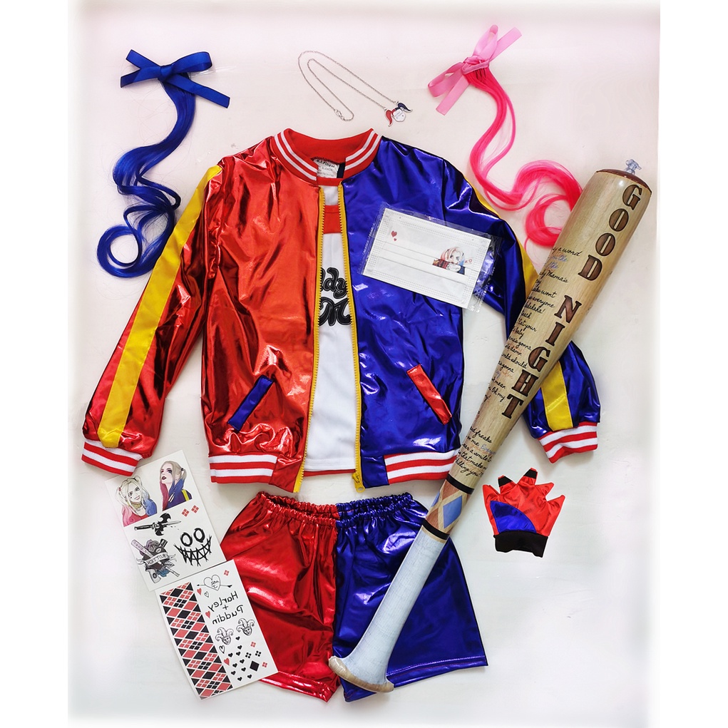 ชุดเด็ก Harley Quinn Fantasy คอสเพลย์ Suicide Squad 10 ชิ้น