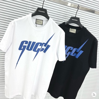 เสื้อยืดแขนสั้นลําลอง พิมพ์ลายโลโก้ GUC ระบายอากาศ ขนาดใหญ่ แฟชั่นคู่รัก สําหรับผู้ชาย และผู้หญิง ไซซ์ S-5X