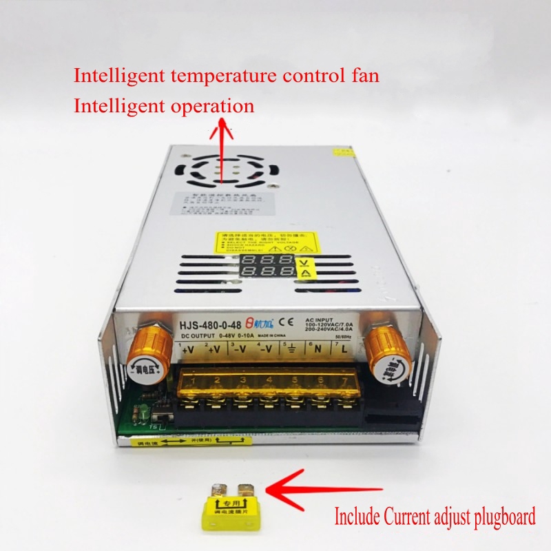 Ac-dc ตัวแปลง จอแสดงผลดิจิทัล แรงดันไฟฟ้า ปรับได้ สวิตช์ควบคุม แหล่งจ่ายไฟ DC 12V 24v 36v 48v 60v 80v 120v 480W