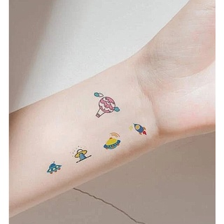 สติกเกอร์ แทททู รอยสัก นำเข้า  ลาย การ์ตูน สีสดใส ลายชัด ** tattoo sticker กันน้ำ