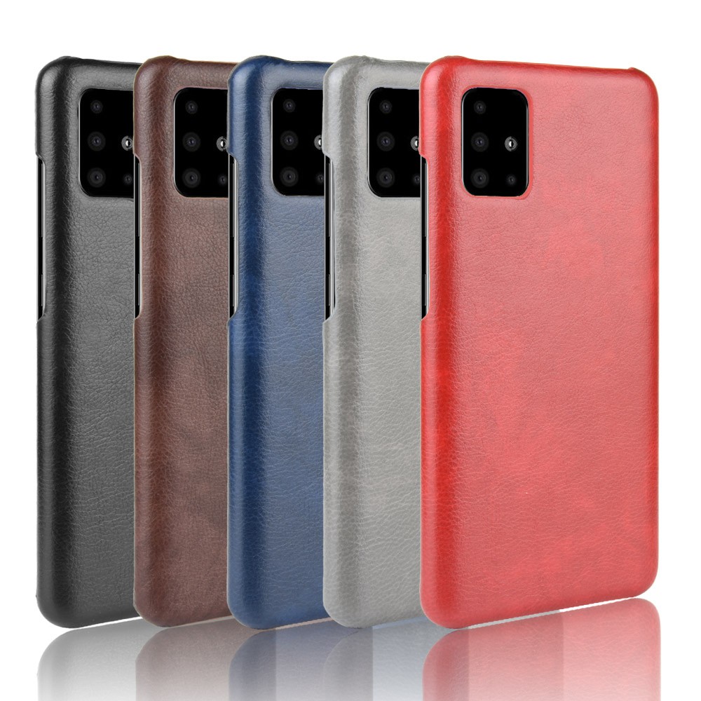 กระเป๋าใส่โทรศัพท์แบบแข็งที่มีลายหนัง Samsung Galaxy A81 A91 Note 10 S10 Lite M11 XCover Pro M60S M80S Lychee Pattern Hard Phone Case Back Cover
