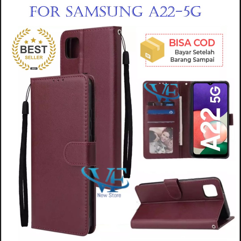 HP WALLET สําหรับ SAMSUNG A22-5G / LEATHER FLIP CASE SAMSUNG A22-5G