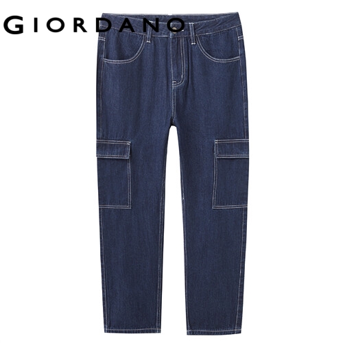 GIORDANO MEN Multi-pocket straight mid-rise demin jeans 01119064