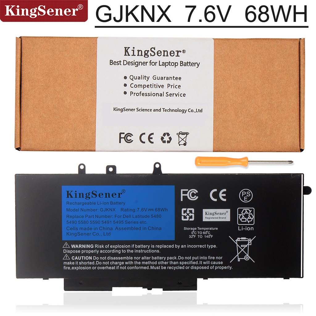Kingsener GJKNX Laptop Battery For Dell Latitude E5480 5580 5490 5590 For DELL Precision M3520 M3530 GD1JP 7.6V 68WH