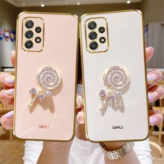 New Style Casing Samsung Galaxy A13 A23 LTE A33 A53 A73 M23 M33 5G 4G Phone Case เคสโทรศัพท Childlike Candy Rhinestone Lollipop Plating Phone Soft Back Cover