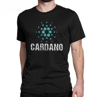 เสือยืดผู้ชาย - โลโก้ Cardano Ada Cryptos เสื้อยืดกราฟิกวินเทจผู้ชายผ้าฝ้ายฮิปสเตอร์ Tshirt ลูกเรือ