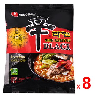 NONGSHIM บะหมี่กึ่งสำเร็จรูป นงชิม ชิน แบล็ค รามยอน รสเนื้อเผ็ด สูตรน้ำซุปกระดูกวัว ชุดละ 8  ซอง ซองละ 130 กรัม / NONGSH