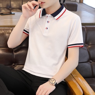 Polo shirt เสื้อโปโล เสื้อโปโลแขนสั้นผู้ชาย เสื้อทรงสลิมสไตล์เกาหลี 10สี