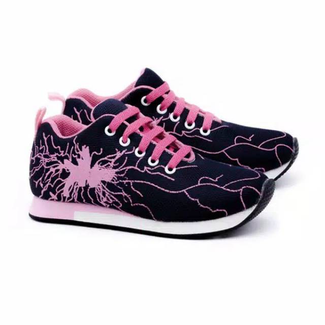 Gjj 9194 GARUCCI รองเท้าผ้าใบเด็กผู้หญิงสีดําสีชมพู