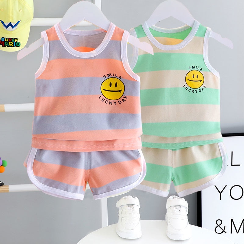 Boys Vest Suit New Baby Sleeveless Shorts Sports TwoPiece Suit