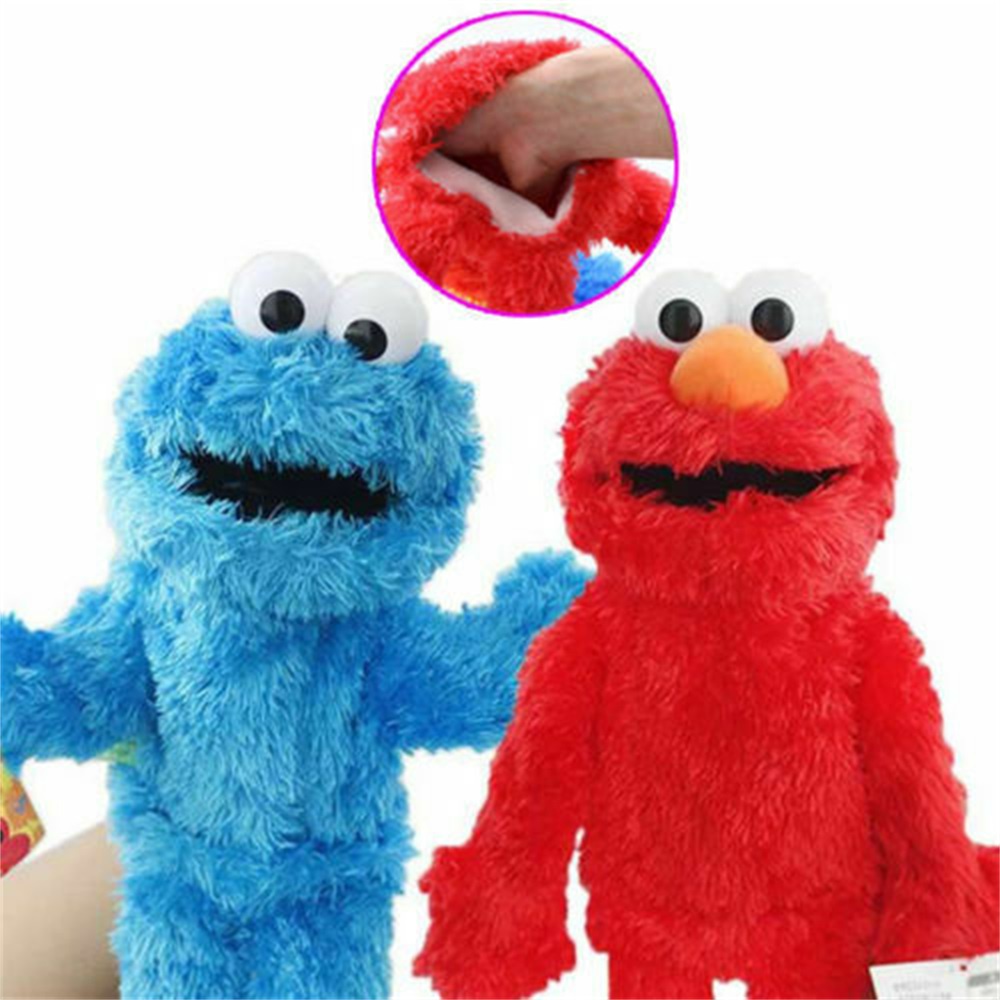 14" Living Hand Puppets Elmo Cookie Monster Sesame Street ของเล่นตุ๊กตานุ่ม