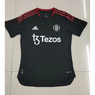 เสื้อกีฬาแขนสั้น ลายทีม Manchester United Black Player 2022-2023