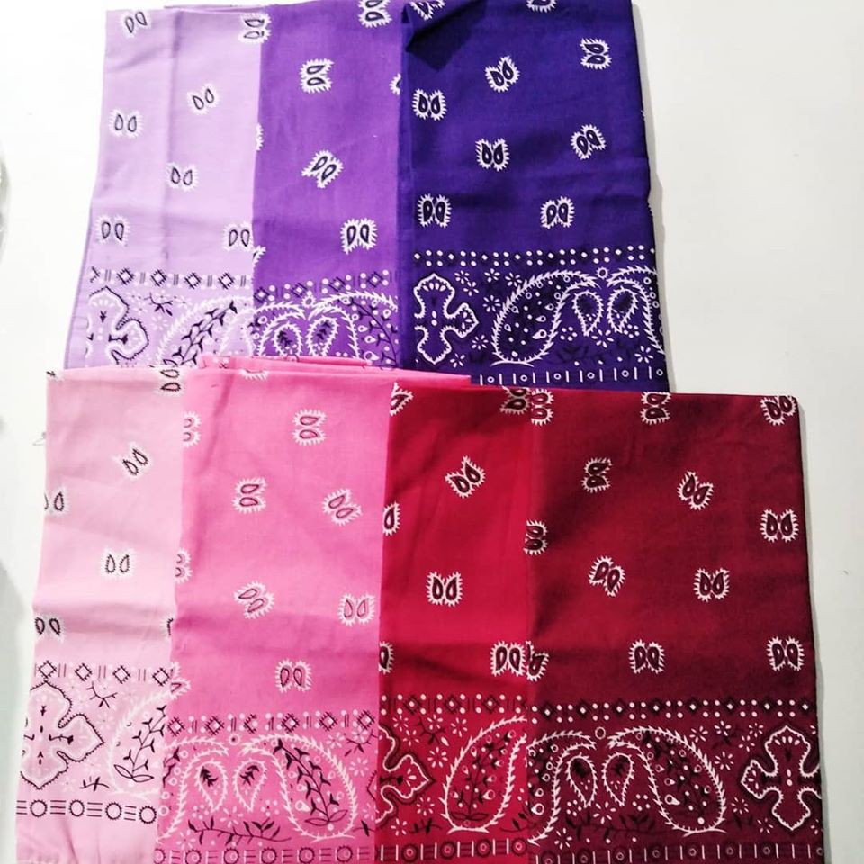 ผ้าเช็ดหน้าลายลูกน้ำ Bandana  (มีทุกสีที่ลงรูปเอาสีอื่นเพิ่มทักแชท) ผ้าโผกผม ผ้าคอตตอล100%(รับประกันสีไม่ตก)