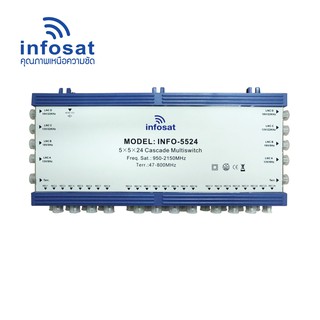 INFOSAT Cascade Multi-Switch INF-5524 สำหรับ 2 จานดาวเทียม 1 เสาอากาศ 24 จุดรับชมอิสระ