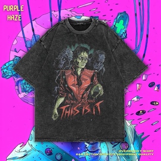 เสื้อยืด ขนาดใหญ่ พิมพ์ลาย Michael Jackson THIS IS Iit สีม่วง | หินล้างทําความสะอาด | เสื้อเชิ้ต Michael Jackson | ราชาแ