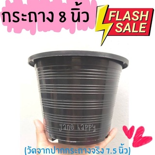ถูกมาก!! กระถางพลาสติกดำ ทรงสูง ทรงเตี้ย ขนาด 8 นิ้ว