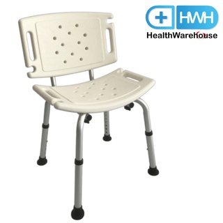 เก้าอี้นั่งอาบน้ำ มีพนักพิง สีขาว อลูมิเนียม Aluminum Shower Chair With Backrest