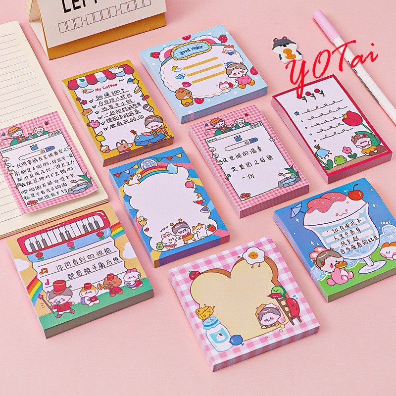 YOTAI กระดาษโน๊ต 【18-50-80แผ่น】โพสท์อิท กระดาษโน้ต กาวในตัว (Memo Note) โพสอิท ลายน่ารัก กระดาษโน๊ตกาวในตัว โพสท์อิท ลาย