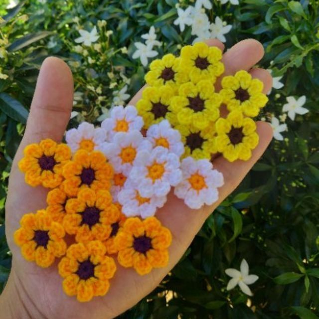 ดอกไม้ถัก5ดอก ทานตะวัน เดซี่ ดอกไม้จิ๋วตกแต่งชิ้นงานDIY