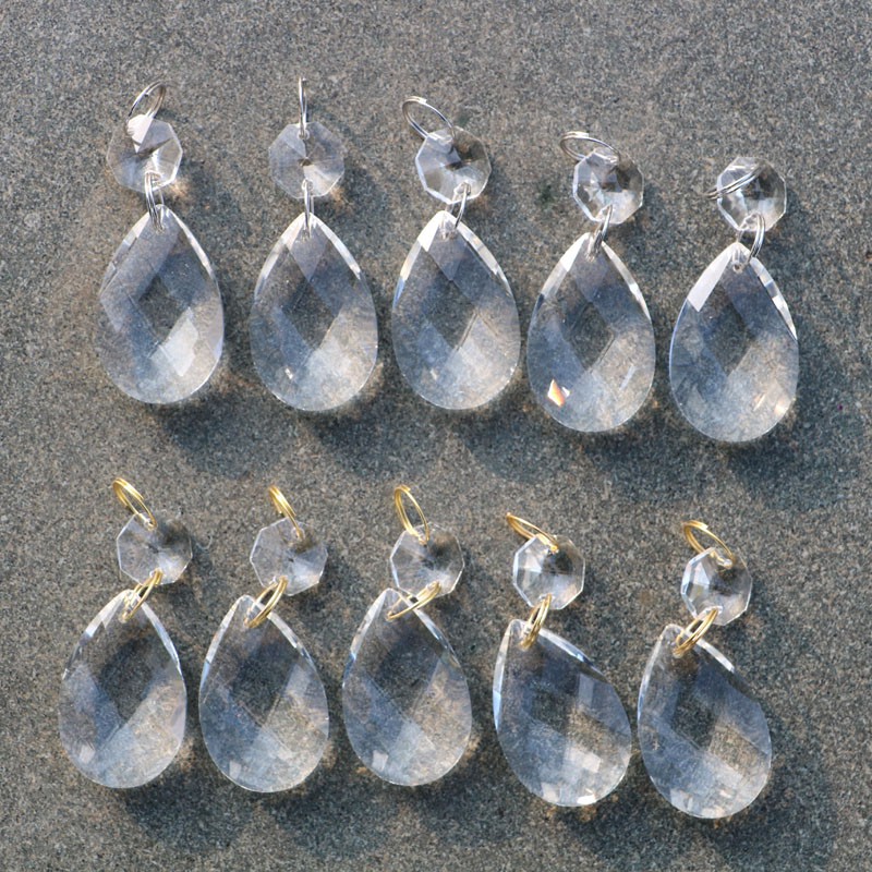10PCS แก้วคริสตัลใส Prism โคมระย้า Part Prisms แขวน Suncatcher จี้