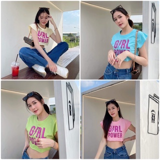 🌈LazySunday🌈เสื้อครอป แขนกุด กึ่งโอเวอร์ไซส์ เท่ๆ