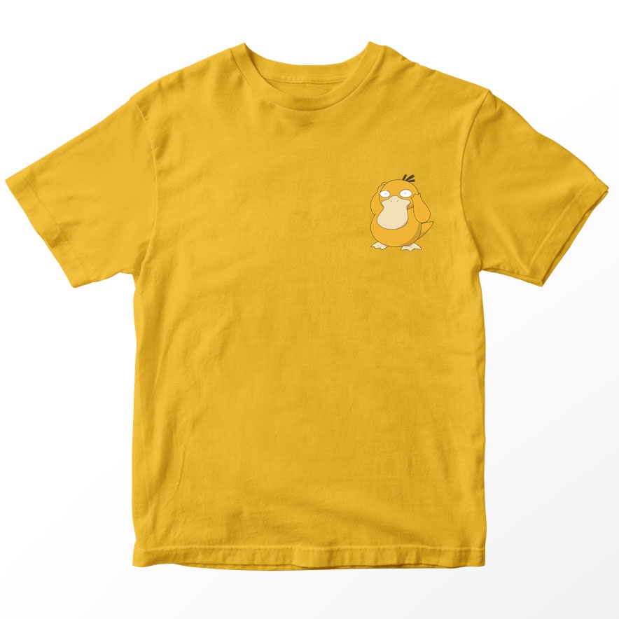 เสื้อยืด Pokemon Kids มีโลโก้กระเป๋า Psyduck มัสตาร์ดเหลือง อายุ 1-10 ปี