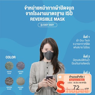 พร้อมส่ง❗️❗️รุ่น Easy Easy ( หายใจสะดวกมากๆๆ) ใส่และเปลี่ยนแผ่นกรองได้ ชั้นนอกผ้าDRYtec แห้งไว้