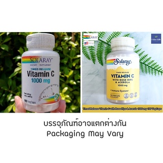 วิตามินซี Timed Release Vitamin C with Rose Hips &amp; Acerola 1000 mg 100 VegCaps - Solaray เสริมภูมิต้านทาน