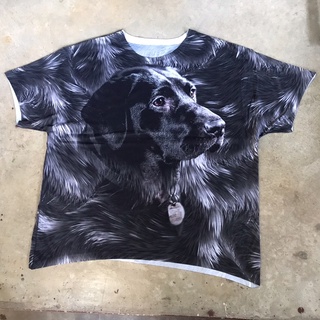 vtg.T-Shirt เสื้อลายสัตว์ OVP BIG BLACK DOG Sz.XL 100% COTTON