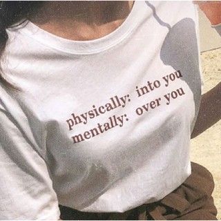 "into you,over you" เสื้อยืดสกรีน สวมใส่สบาย